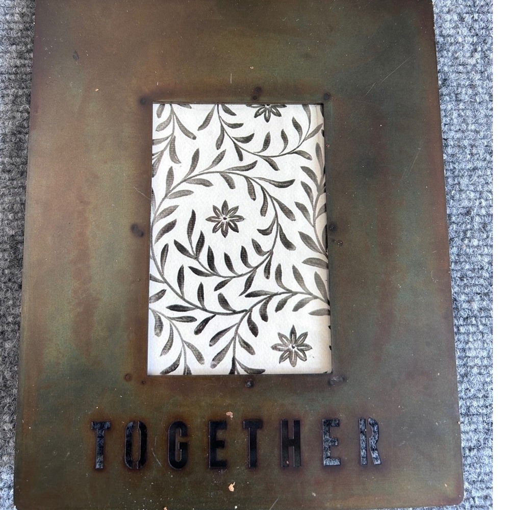 Ragon House Together Burnished Metal Vertical Photo Frame Rustic Industrial 5x7